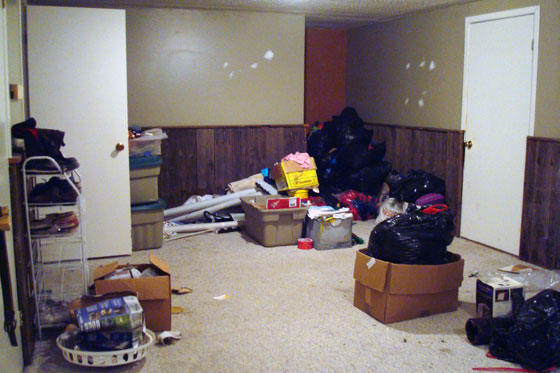 Clutter in a messy basement