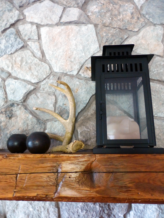 Decorating our mantel with a lantern and antler