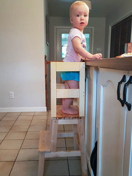 DIY learning tower from Ikea Bekvam stool